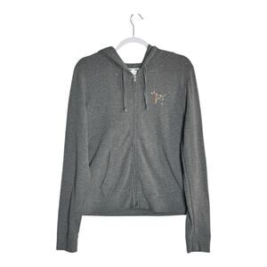 Victoria's Secret PINK Bling Back Graphic Hoodie 2010s Y2K Campus Core Sz Large